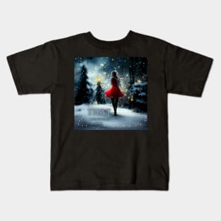 Christmas girl in a red dress - xmas art Kids T-Shirt